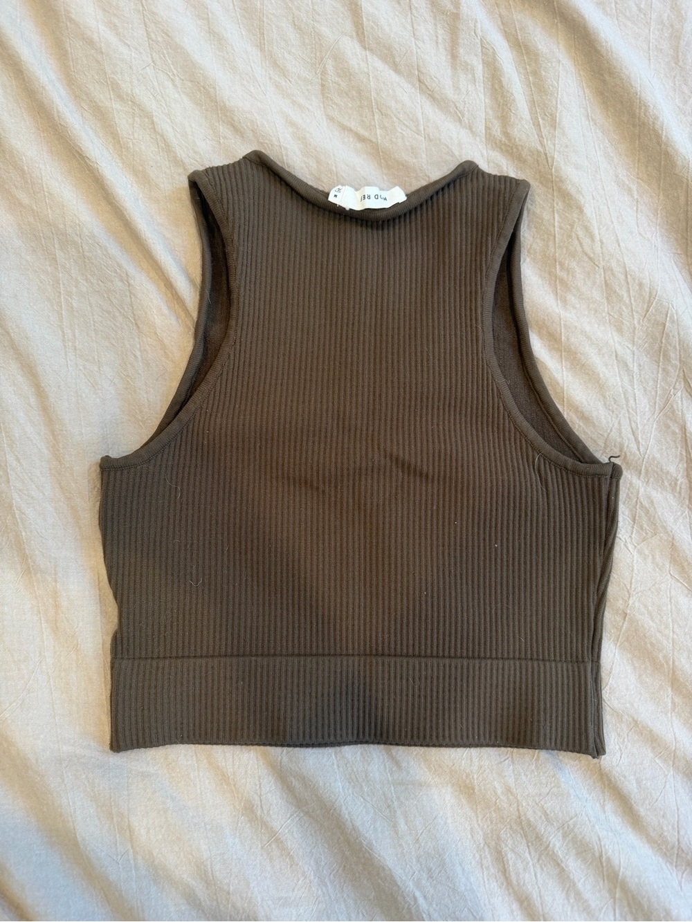 Mod Ref Ribbed V-Neck Cropped Tank Top - Brown - Picture 3 of 3